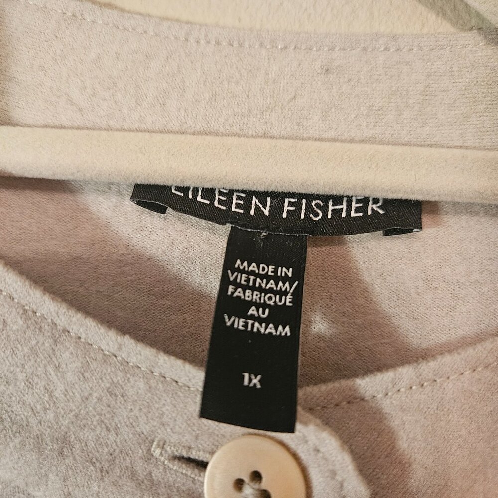 Eileen Fisher Boiled Wool Mandarin Collar Shirt Jacket Chalk SZ 1X - Picture 10 of 12